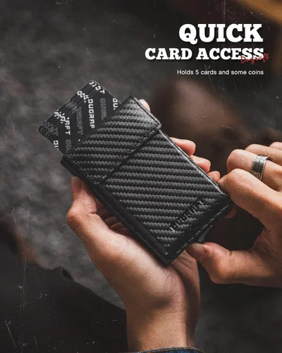 Vista 2 de DUGRAFT Cartera con tarjetero con bolsillo de seguridad de gran capacidad, para hombre, moderna, delgada, de metal, de aluminio, para más de 10