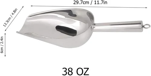 Vista 2 de Fdit Cuchara multifuncional de acero inoxidable para alimentos de hielo, granos de café, pala de frutas secas, 1 unidad para bar y cocina (38 onzas)