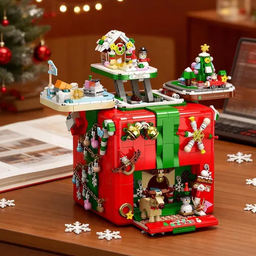 Vista 5 de HoverBots Juego de bloques de construcción de Navidad para adultos, 1873 piezas, juego de juguetes de construcción de Navidad, ladrillos