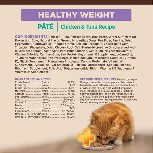 Vista 7 de Wellness CORE+ Alimento húmedo en paté de peso saludable para gatos adultos, natural, rico en proteínas, sin granos, 2.8 onzas, paquete de 12