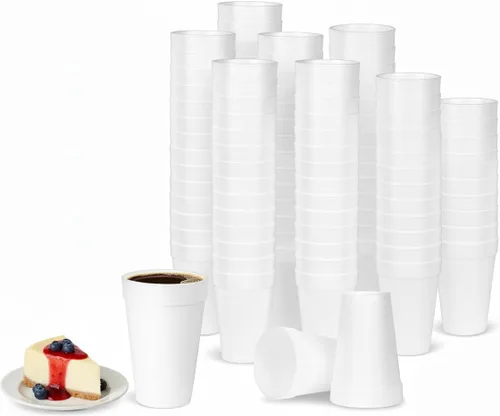 Vista 10 de Pantryware Essentials Vasos desechables de espuma blanca de 8 onzas, paquete de 50 unidades. Vasos desechables de espuma para bebidas