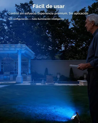 Vista 3 de Ofuray Solar Spot Lights Outdoor, RGB Color Changing, 8 Lighting Modes Gris / Negro