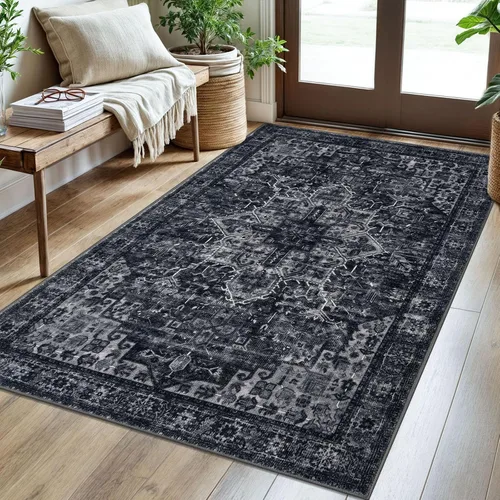 Vista 87 de SIILOOM Alfombra lavable de 2 x 3 pies, alfombra suave color taupe ceniza para entrada, tapete antideslizante para puerta de interior, tapete
