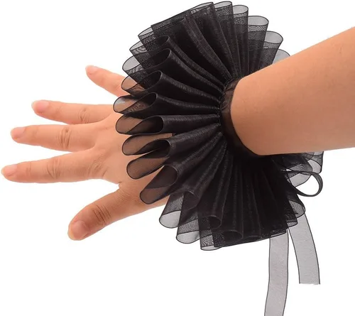 Vista 34 de GRACEART Elizabethan Dickens Ruff Cuello Payaso Collar Elizabeth Muñeca Ruffs Ruffle Cuff Bandas
