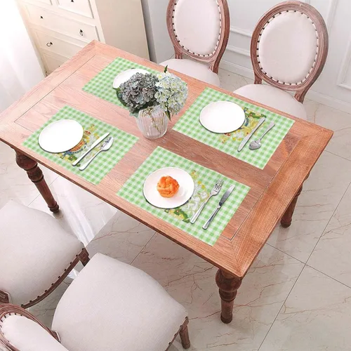 Vista 6 de UK England Royal Shield of Arms United Kingdom Durable Waterproof - Paquete de 4 manteles individuales tejidos de PVC, diseño elegante, fácil