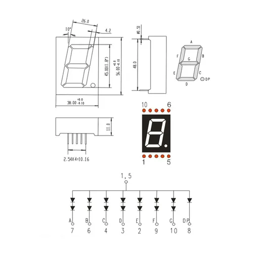Vista 6 de PATIKIL Tubo digital con pantalla LED, paquete de 4 ánodos comunes, 7 segmentos, 10 pines, 1 dígito, 6 V, módulo de pantalla LED para placa