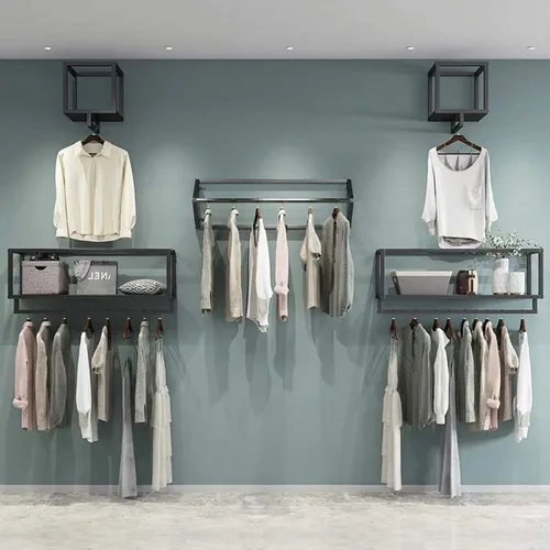 Vista 4 de Percheros creativos triangulares para ropa en tiendas de ropa, estante colgante de pared para el hogar, toalleros para almacenamiento en el baño