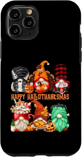 Vista 27 de iPhone 16 Halloween Thanksgiving Christmas Gnomes Happy Hallothanksmas Case