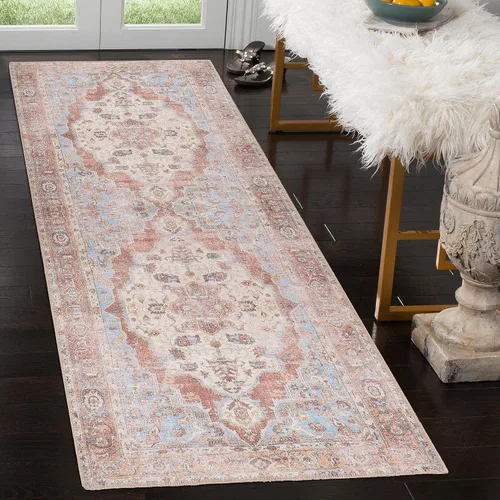 Vista 232 de GLN Rugs Traditional Collection - Alfombra de felpilla lavable a máquina, tradicional lavable, antideslizante, alfombra de felpilla de pelo corto