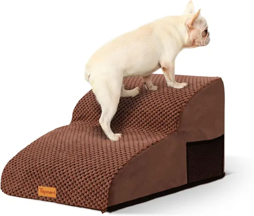 Vista 27 de 2-Step Dog Stairs for Small Dogs, Non-Slip Foam Pet Steps for Low Couch Bed Negro
