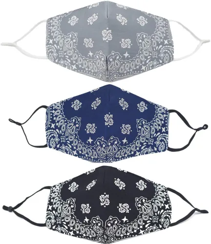 Vista 2 de Bandana de la cubierta de la cara, máscara de tela de algodón suave media cara protectora, pasamontañas de cachemira unisex de moda, Balaclava