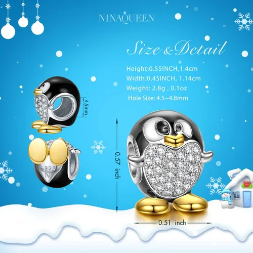 Vista 2 de NINAQUEEN The Carnival Of Animals Collection, Sterling Silver Charms with Jewelry Box, Original Gifts for Every Special Moment