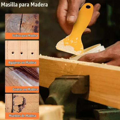 Vista 2 de Deuvuo Relleno de madera, relleno de masilla de madera blanco, nuestro relleno de grano de madera ofrece una solución rápida y duradera para 9.87oz