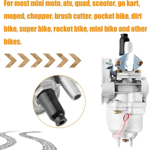 Vista 6 de Carburador para 43cc 47cc 49cc 50cc SYX Moto Kids Mini Dirt Bike Holeshot Pit Pocket Rocket Super Bike Minimoto ATV Quad Go Kart ciclomotor Scooter