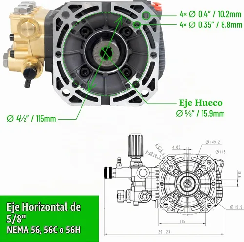Vista 3 de Canpump CF 1522 E: 1500 psi @ 2.2 US gpm, bomba de lavado a presión de eje