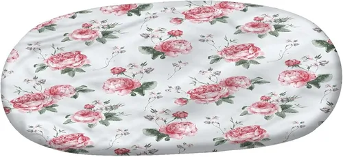 Vista 3 de Mantel ajustable ovalado de poliéster con bordes elásticos y estampado de flora inglesa, se adapta a mesas ovaladas de hasta 36 x 60 pulgadas