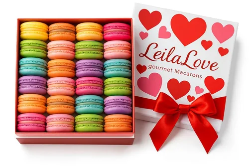 Vista 3 de LeilaLove Macarons Amour 21 Gourmet Macarons - Macarons envueltos individualmente en caja puede variar