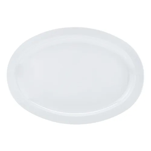 Vista 3 de Amazon Basics Melamina (plástico), plato ovalado de borde estrecho, juego de 6 piezas, 13 x 9.75 pulgadas, blanco