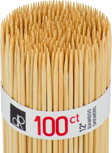 Vista 10 de DecorRack Pinchos de bambú natural de 6 pulgadas, 100 pinchos de madera para asar a la parrilla, barbacoa, aperitivos, frutas, smores, cóctel