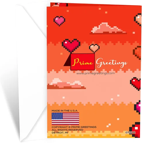 Vista 4 de Prime Greetings Tarjeta del día de San Valentín para nieto, hecha en Estados Unidos, ecológica, tarjeta gruesa con sobre de alta calidad de 5 x 7.75