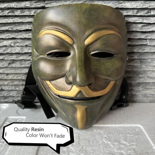 Vista 4 de Máscara V for Vendetta de hackers anónimos para fiestas temáticas de disfraces de cosplay