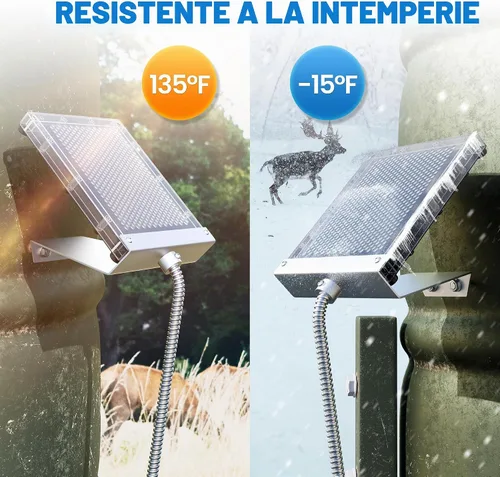 Vista 3 de POWOXI 12V 1.7w alimentador de ciervos panel solar con impermeable y soporte