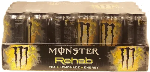Vista 9 de Monster Energy Rehab Té Verde + Energía, Té Helado Energético, Bebida Energética 15.5 onzas (Paquete de 15) Té helado energético, paquete de 15