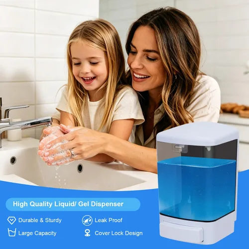 Vista 6 de Dispensador de jabón para montaje en pared, 33.8 oz/33.8 fl oz, dispensador de jabón manual comercial montado en la pared para baño, cocina, hotel