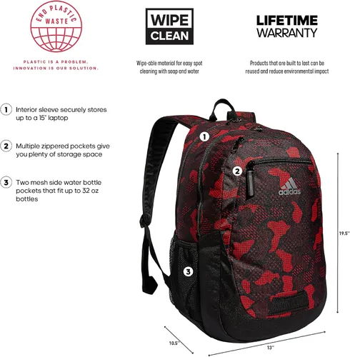 Vista 2 de adidas Mochila Foundation 6, Nomad Digi Camo Vivid Red-blackBlackSilver Metallic, talla única , Mochila Foundation 6