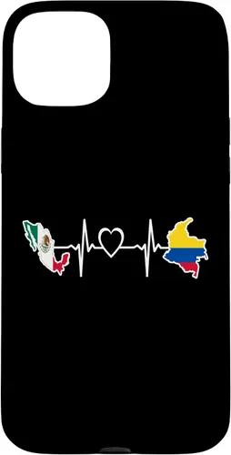 Vista 9 de iPhone 16 Bandera de Colombia Mexicana - Funda de latidos del corazón de Colombia Mexicana