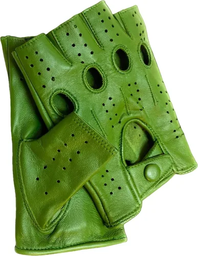 Vista 4 de Guantes sin forro de piel de oveja genuina para hombre, medio dedo, ciclismo, motocicleta, ejercicio y fitness, sin forro
