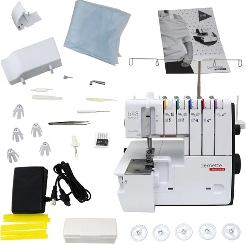 Vista 5 de Bernette B48 Funlock Serger Coverstitch Overlock Machine Rendimiento de acolchado de costura resistente para principiantes y profesionales Luz