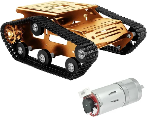 Vista 11 de Kit de chasis de coche robot inteligente, chasis de tanque grande de metal completo con motores de 2WD para Arduino Raspberry Pi Jetson Python DIY