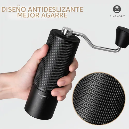Vista 7 de TIMEMORE Molinillo de café manual Chestnut C3S con rebaba cónica S2C de acero inoxidable, cuerpo de metal, ajuste ajustable