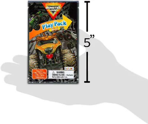 Vista 3 de Monster Jam Mini Party Favors Set para niños – Paquete con 24 mini paquetes de juego Monster Jam Grab n Go con páginas para colorear, calcomanías