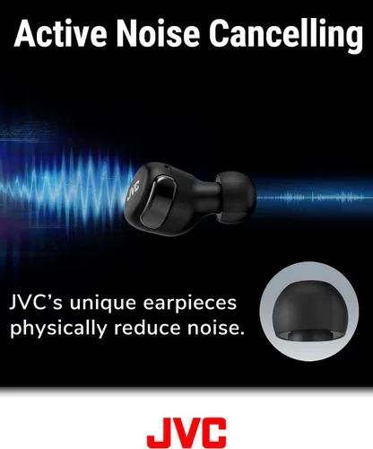 Vista 4 de JVC Audífonos inalámbricos compactos con cancelación activa de ruido, modo de baja latencia para juegos y películas, Bluetooth 5.2, batería de larga