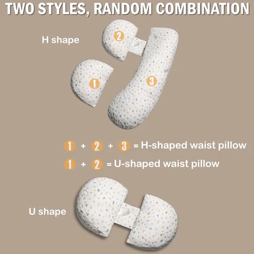 Vista 8 de Almohada de embarazo para dormir, almohada de maternidad con soporte para caderas, espaldas, piernas, almohada de maternidad con funda desmontable