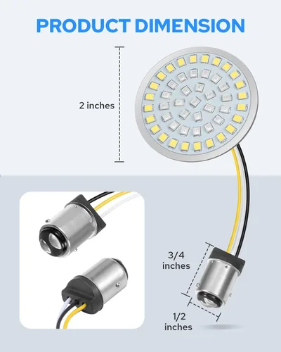 Vista 5 de Benlari Nueva versión 1157 Bombillas LED intermitentes, luces traseras delanteras de 2 pulgadas con lentes ahumados aptos para Harley Davidson