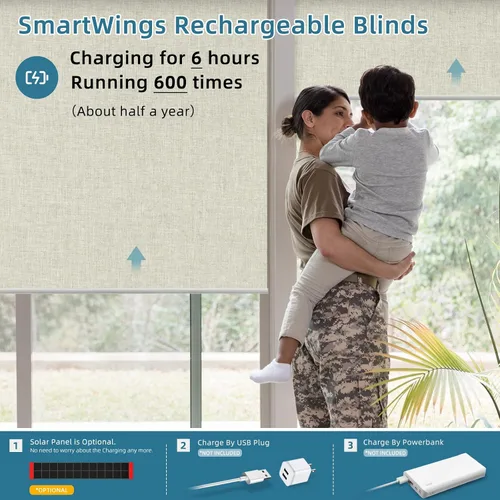 Vista 2 de SmartWings Persianas motorizadas con control remoto para ventanas, persianas enrollables Matter 100% opacas, automáticas, eléctricas inteligentes