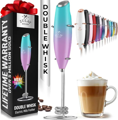 Vista 141 de Zulay Milk Boss Espumador de leche potente manual, hace espuma para latte, batidor para mezclar bebidas, café, miniespumador para capuchino, frappé