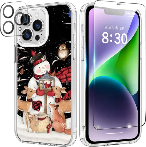 Vista 14 de bicol Funda para iPhone 14 Plus con Protector de Pantalla y Lente de Cámara - Diseños Florales de Moda para Mujeres y Niñas - Funda Transparente