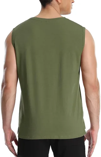 Vista 4 de NITAGUT Camiseta sin mangas para hombre, casual, clásica, sin mangas, para entrenamiento, culturismo, musculación