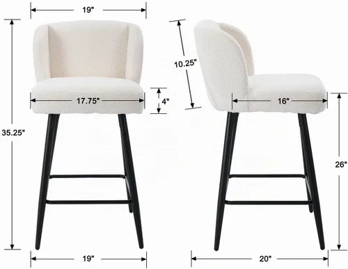Vista 2 de RIVOVA Taburetes de bar de 26 pulgadas de altura de mostrador con respaldo, juego de 2 taburetes de bar modernos para encimera de cocina, taburetes