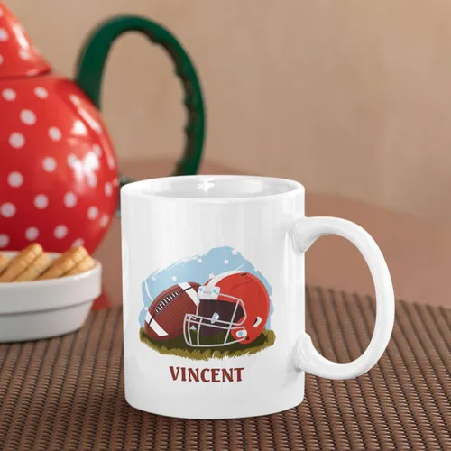 Vista 6 de Tazas personalizadas de gran fútbol americano, Personalizado elegir nombre taza de café de fútbol americano, Taza de té de fútbol personalizado