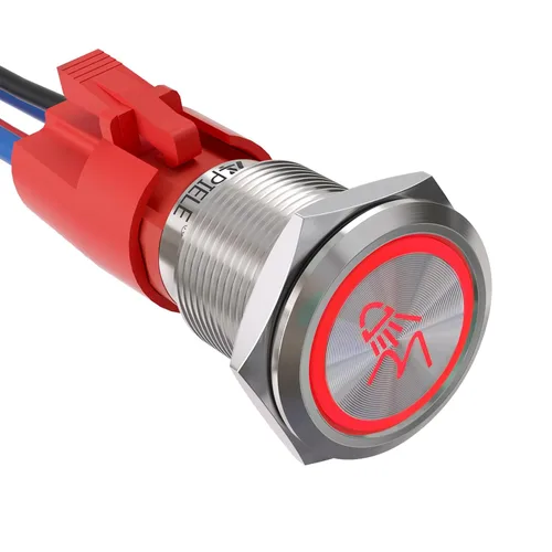 Vista 7 de APIELE Interruptor de botón de presión para barra de luz LED, encendido/apagado SPST, acero inoxidable, 10A, 12V, 24VDC, precableado, 19mm, 0.74