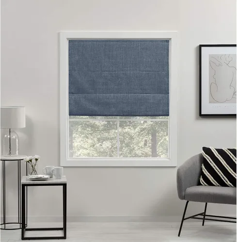 Vista 9 de Exclusive Home - Persiana Acadia 100% blackout de poliéster estilo romana, 23"x64", plata