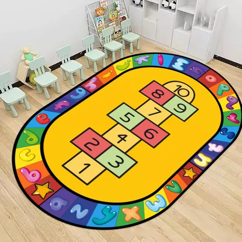 Vista 15 de ABC & 123 - Alfombra de aprendizaje para niños de 5 x 7 pies, alfombra de reconocimiento de color y números, alfombrilla educativa antideslizante