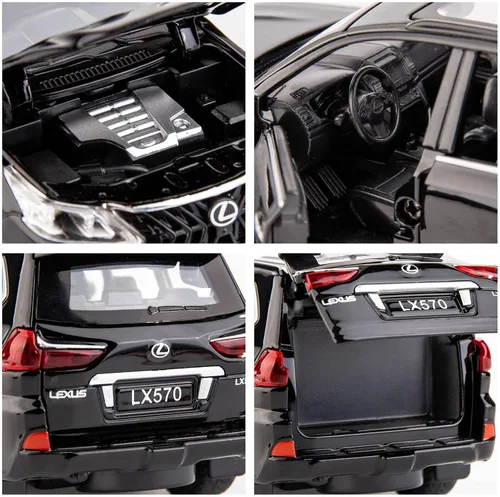 Vista 5 de BDTCTK 1/32 Compatible con Lexus LX570 Off-Road en SUV de lujo, auto de juguete de aleación de zinc con sonido y luz para regalo para niños y niñas