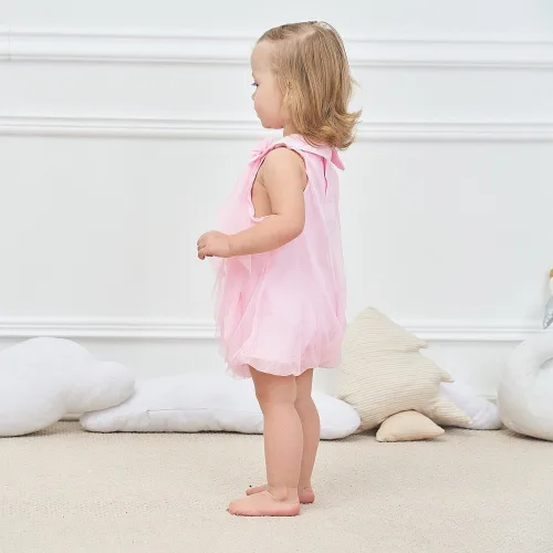 Vista 6 de WZSYGDTC 0-2T Vestido de gasa para niñas pequeñas, mameluco de una sola pieza