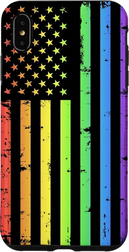 Vista 11 de Funda LGBT para iPhone 17 con diseño de bandera estadounidense arcoíris